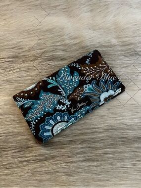 Vintage VERA BRADLEY Java Blue 2006 Fold Checkbook Cover Blue Brown Floral  Y2K